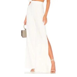 Nookie White High-Rise Wide-Leg Pants with Side Slit